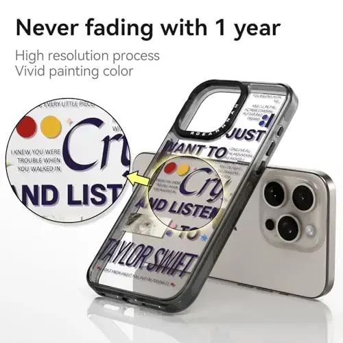 casevivid Compatible for iPhone 15 Pro Max Case Cute Aesthetic - Durable Shockproof 6.6 ft Drop Impact Phone Case Cover with Funny Fashion Taylor Music 6.7