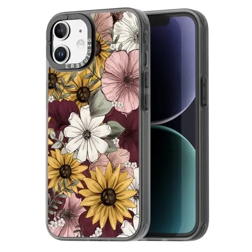 casevivid for iPhone 11 Case Aesthetic Black, Sunflower | Cute Funny Pattern Design for Girls Women Men, Durable Shockproof 6.1