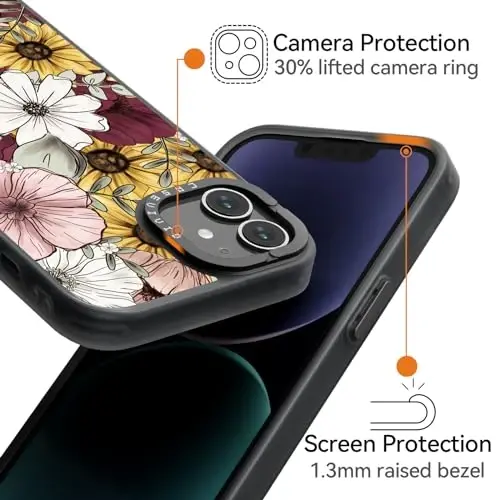 casevivid for iPhone 11 Case Aesthetic Black, Sunflower | Cute Funny Pattern Design for Girls Women Men, Durable Shockproof 6.1