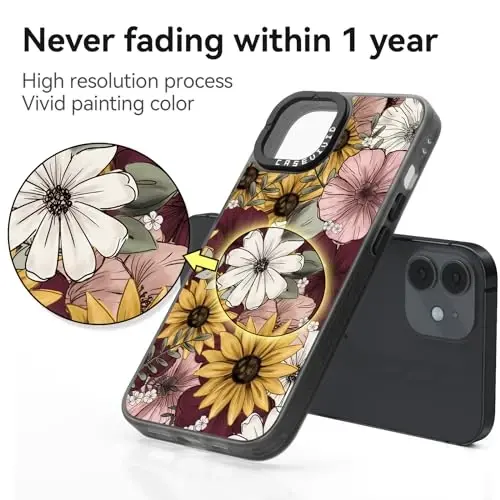 casevivid for iPhone 11 Case Aesthetic Black, Sunflower | Cute Funny Pattern Design for Girls Women Men, Durable Shockproof 6.1