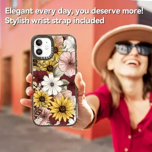 casevivid for iPhone 11 Case Aesthetic Black, Sunflower | Cute Funny Pattern Design for Girls Women Men, Durable Shockproof 6.1