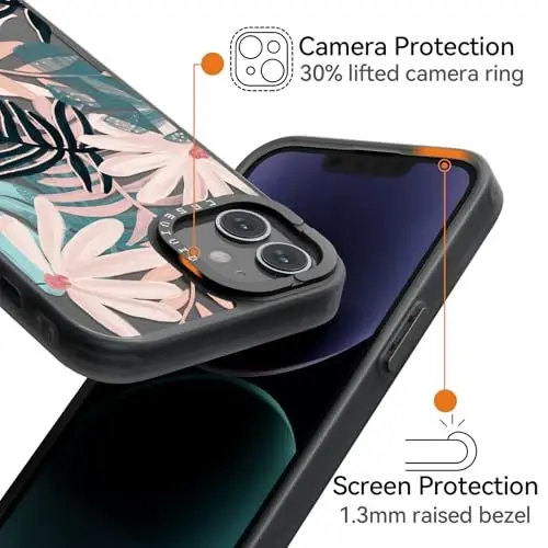 casevivid for iPhone 12 Case Aesthetic Black, Palm Tree | Cute Funny Pattern Design for Girls Women Men, Durable Shockproof 6.1