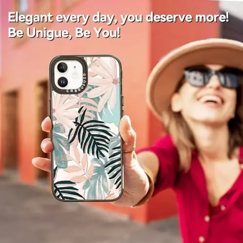 casevivid for iPhone 12 Case Aesthetic Black, Palm Tree | Cute Funny Pattern Design for Girls Women Men, Durable Shockproof 6.1