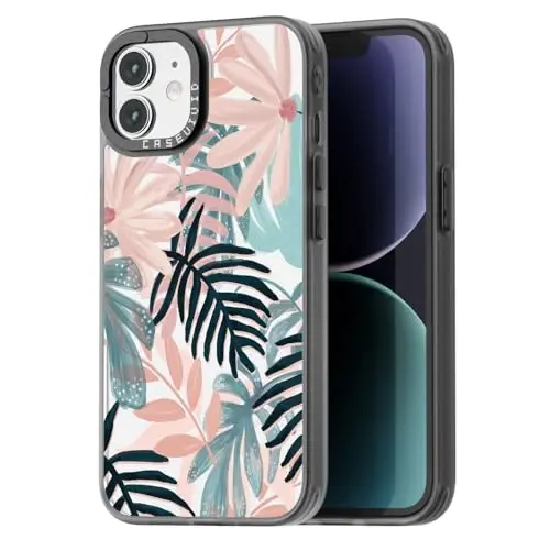 casevivid for iPhone 12 Case Aesthetic Black, Palm Tree | Cute Funny Pattern Design for Girls Women Men, Durable Shockproof 6.1
