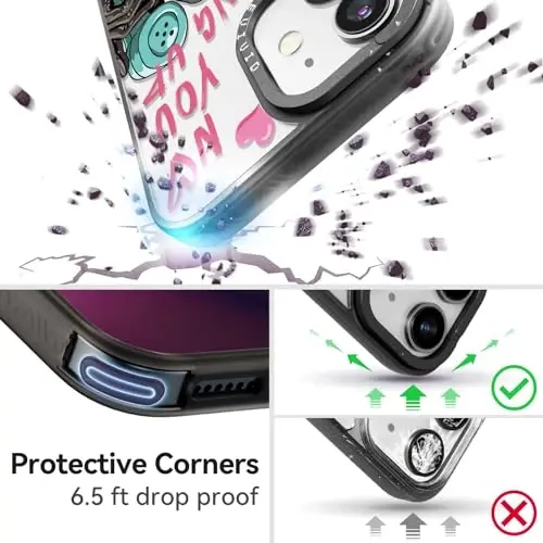 casevivid for iPhone 12 Case Aesthetic Black, Skeleton | Cute Funny Pattern Design for Girls Women Men, Durable Shockproof 6.1