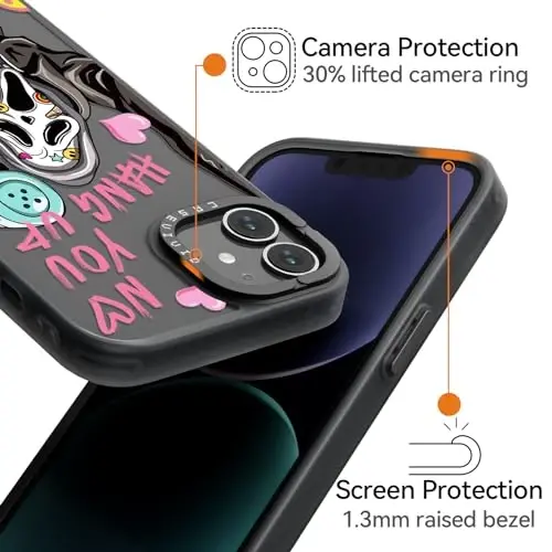 casevivid for iPhone 12 Case Aesthetic Black, Skeleton | Cute Funny Pattern Design for Girls Women Men, Durable Shockproof 6.1