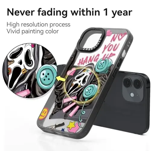 casevivid for iPhone 12 Case Aesthetic Black, Skeleton | Cute Funny Pattern Design for Girls Women Men, Durable Shockproof 6.1