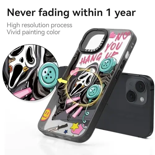 casevivid for iPhone 13 Case Aesthetic Black, Skeleton | Cute Funny Pattern Design for Girls Women Men, Durable Shockproof 6.1