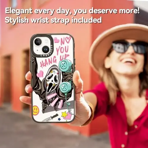 casevivid for iPhone 13 Case Aesthetic Black, Skeleton | Cute Funny Pattern Design for Girls Women Men, Durable Shockproof 6.1