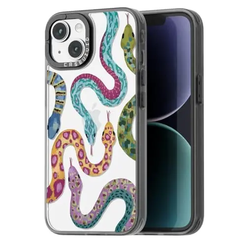 casevivid for iPhone 13 Case Aesthetic Black, Snake | Cute Funny Pattern Design for Girls Women Men, Durable Shockproof 6.1