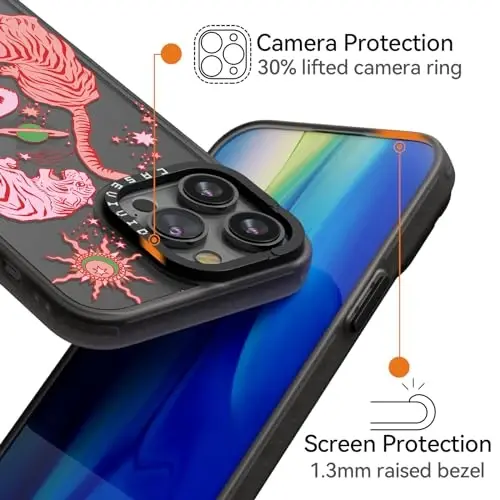 casevivid for iPhone 13 Pro Max Case Aesthetic Black, Tiger | Cute Funny Pattern Design for Girls Women Men, Durable Shockproof 6.7
