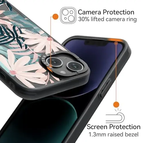 casevivid for iPhone 14 Case Aesthetic Black, Palm Tree | Cute Funny Pattern Design for Girls Women Men, Durable Shockproof 6.1