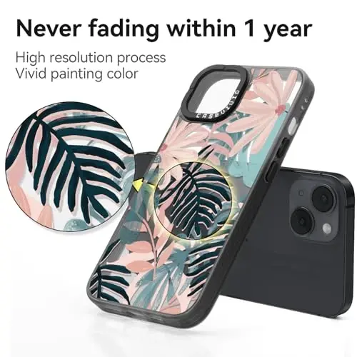 casevivid for iPhone 14 Case Aesthetic Black, Palm Tree | Cute Funny Pattern Design for Girls Women Men, Durable Shockproof 6.1