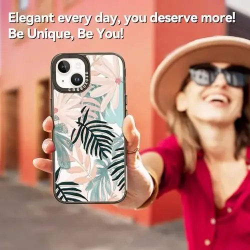 casevivid for iPhone 14 Case Aesthetic Black, Palm Tree | Cute Funny Pattern Design for Girls Women Men, Durable Shockproof 6.1