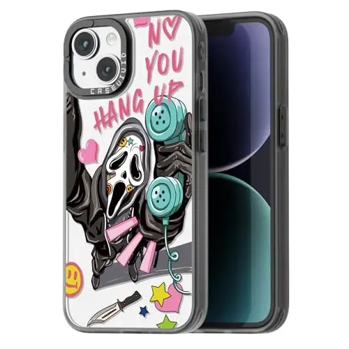 casevivid for iPhone 14 Case Aesthetic Black, Skeleton | Cute Funny Pattern Design for Girls Women Men, Durable Shockproof 6.1