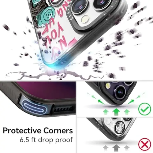 casevivid for iPhone 14 Case Aesthetic Black, Skeleton | Cute Funny Pattern Design for Girls Women Men, Durable Shockproof 6.1