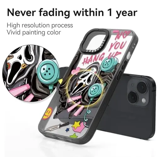 casevivid for iPhone 14 Case Aesthetic Black, Skeleton | Cute Funny Pattern Design for Girls Women Men, Durable Shockproof 6.1