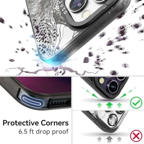 casevivid for iPhone 14 Pro Case Aesthetic Black, Chinese Dragon | Cute Funny Pattern Design for Girls Women Men, Durable Shockproof 6.1