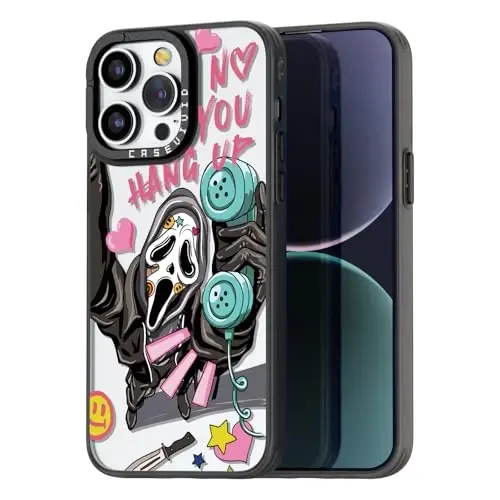 casevivid for iPhone 14 Pro Case Aesthetic Black, Skeleton | Cute Funny Pattern Design for Girls Women Men, Durable Shockproof 6.1