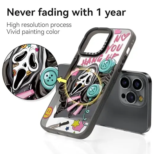 casevivid for iPhone 14 Pro Case Aesthetic Black, Skeleton | Cute Funny Pattern Design for Girls Women Men, Durable Shockproof 6.1