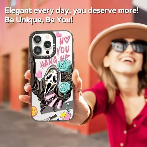 casevivid for iPhone 14 Pro Case Aesthetic Black, Skeleton | Cute Funny Pattern Design for Girls Women Men, Durable Shockproof 6.1