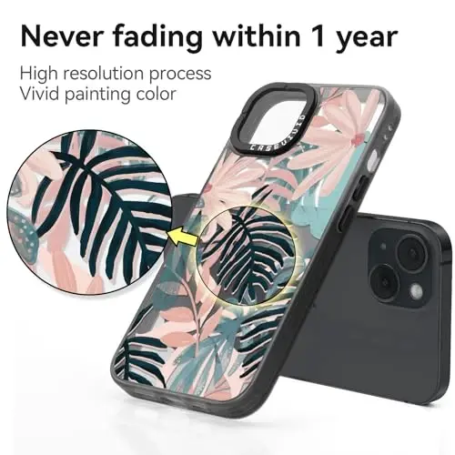 casevivid for iPhone 15 Case Aesthetic Black, Palm Tree | Cute Funny Pattern Design for Girls Women Men, Durable Shockproof 6.1