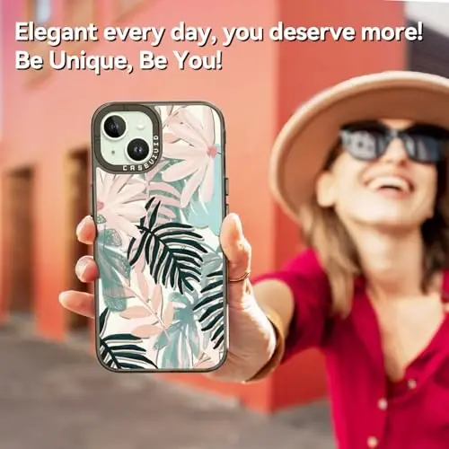casevivid for iPhone 15 Case Aesthetic Black, Palm Tree | Cute Funny Pattern Design for Girls Women Men, Durable Shockproof 6.1