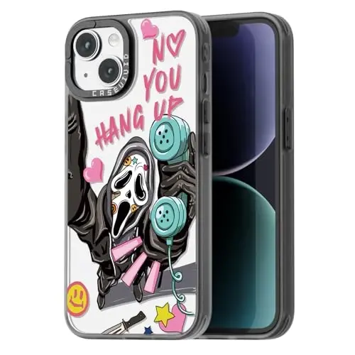 casevivid for iPhone 15 Case Aesthetic Black, Skeleton | Cute Funny Pattern Design for Girls Women Men, Durable Shockproof 6.1