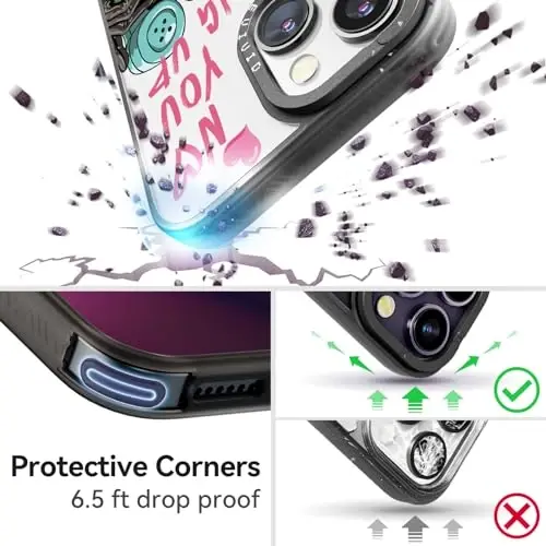 casevivid for iPhone 15 Case Aesthetic Black, Skeleton | Cute Funny Pattern Design for Girls Women Men, Durable Shockproof 6.1