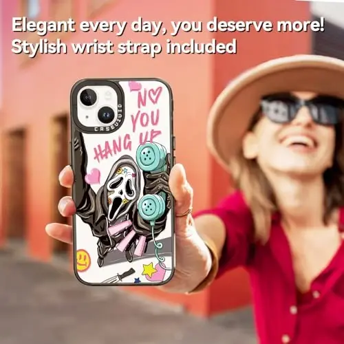 casevivid for iPhone 15 Case Aesthetic Black, Skeleton | Cute Funny Pattern Design for Girls Women Men, Durable Shockproof 6.1