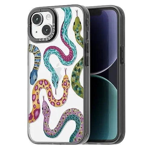 casevivid for iPhone 15 Case Aesthetic Black, Snake | Cute Funny Pattern Design for Girls Women Men, Durable Shockproof 6.1