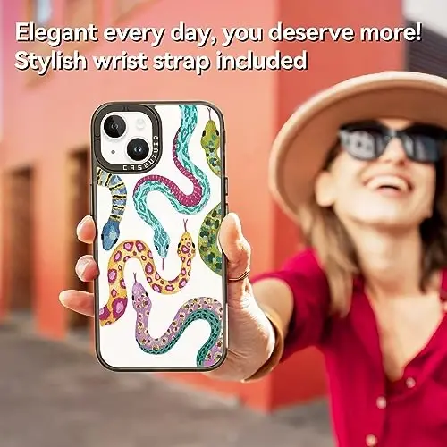 casevivid for iPhone 15 Case Aesthetic Black, Snake | Cute Funny Pattern Design for Girls Women Men, Durable Shockproof 6.1