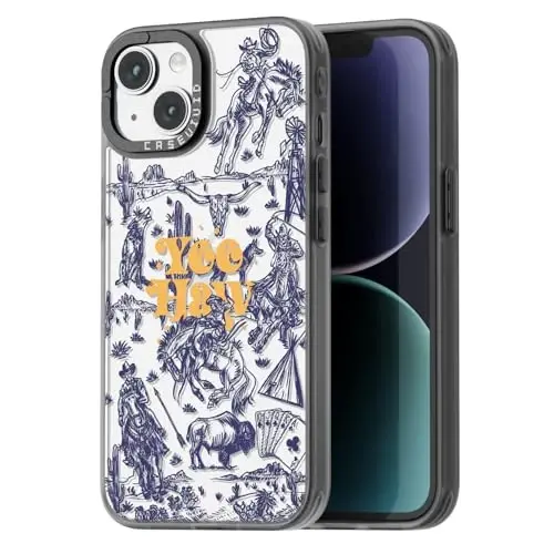 casevivid for iPhone 15 Case Aesthetic Black, Wild West | Cute Funny Pattern Design for Girls Women Men, Durable Shockproof 6.1