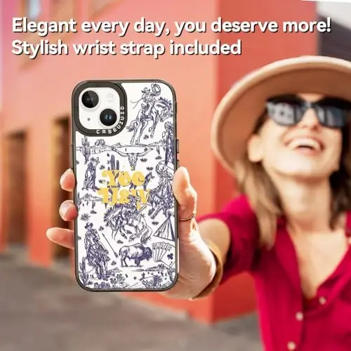 casevivid for iPhone 15 Case Aesthetic Black, Wild West | Cute Funny Pattern Design for Girls Women Men, Durable Shockproof 6.1