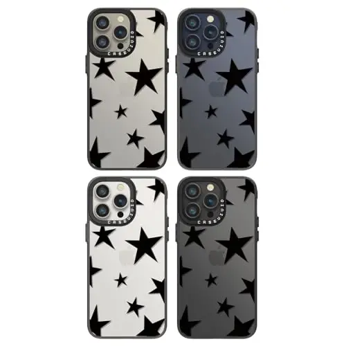 casevivid for iPhone 15 Pro Case Aesthetic Black, Five-Pointed Star | Cute Funny Pattern Design for Girls Women Men, Durable Shockproof 6.1