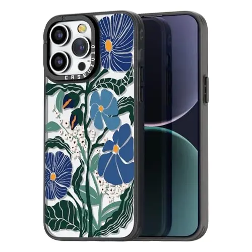 casevivid for iPhone 15 Pro Max Case Aesthetic Black, Passiflora Caerulea | Cute Funny Pattern Design for Girls Women Men, Durable Shockproof 6.7