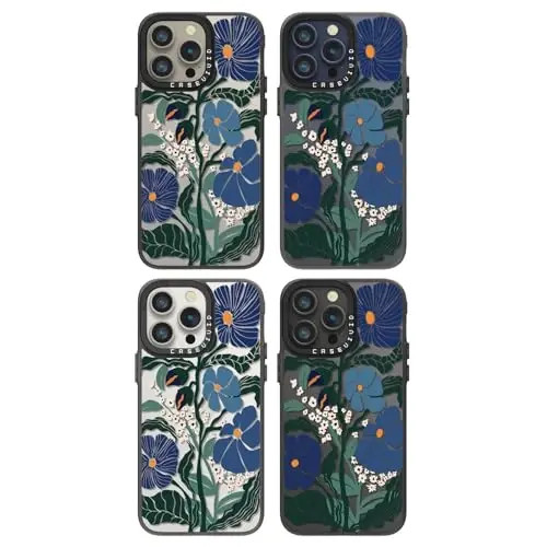 casevivid for iPhone 15 Pro Max Case Aesthetic Black, Passiflora Caerulea | Cute Funny Pattern Design for Girls Women Men, Durable Shockproof 6.7
