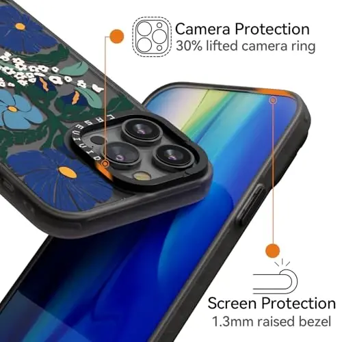 casevivid for iPhone 15 Pro Max Case Aesthetic Black, Passiflora Caerulea | Cute Funny Pattern Design for Girls Women Men, Durable Shockproof 6.7