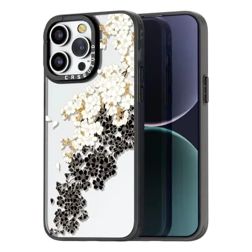 casevivid for iPhone 15 Pro Max Case Aesthetic Black, Plum Blossom | Cute Funny Pattern Design for Girls Women Men, Durable Shockproof 6.7