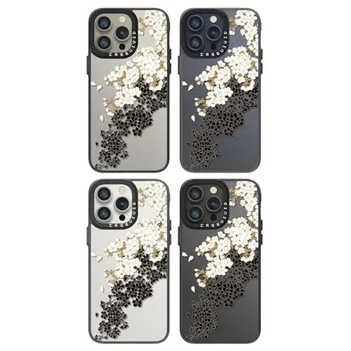 casevivid for iPhone 15 Pro Max Case Aesthetic Black, Plum Blossom | Cute Funny Pattern Design for Girls Women Men, Durable Shockproof 6.7