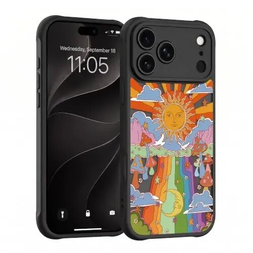 casevivid for iPhone 18 Pro Case Aesthetic Black, Mushroom | Cute Funny Pattern Design for Girls Women Men, Durable Shockproof 6.3