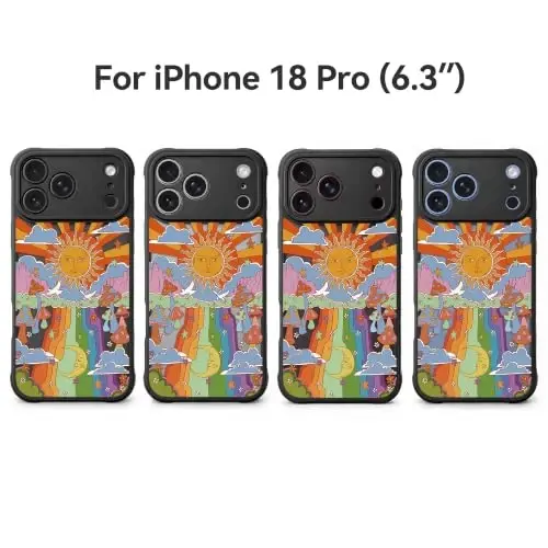 casevivid for iPhone 18 Pro Case Aesthetic Black, Mushroom | Cute Funny Pattern Design for Girls Women Men, Durable Shockproof 6.3