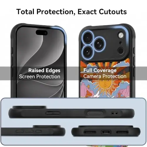 casevivid for iPhone 18 Pro Case Aesthetic Black, Mushroom | Cute Funny Pattern Design for Girls Women Men, Durable Shockproof 6.3