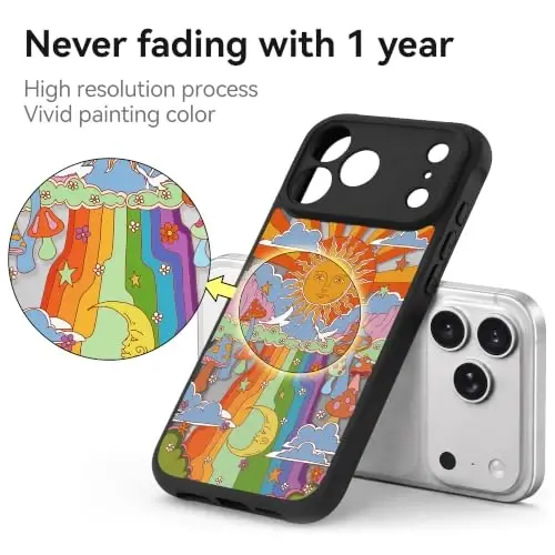 casevivid for iPhone 18 Pro Case Aesthetic Black, Mushroom | Cute Funny Pattern Design for Girls Women Men, Durable Shockproof 6.3