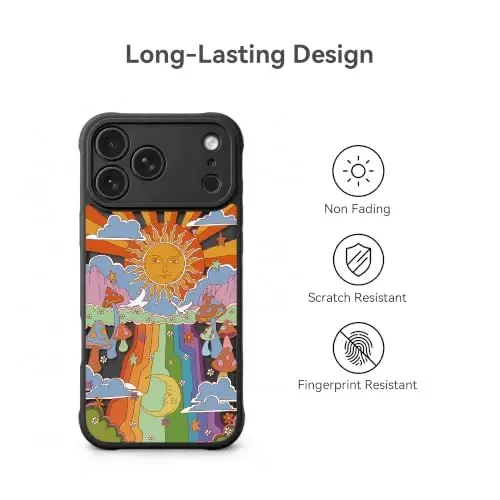 casevivid for iPhone 18 Pro Case Aesthetic Black, Mushroom | Cute Funny Pattern Design for Girls Women Men, Durable Shockproof 6.3