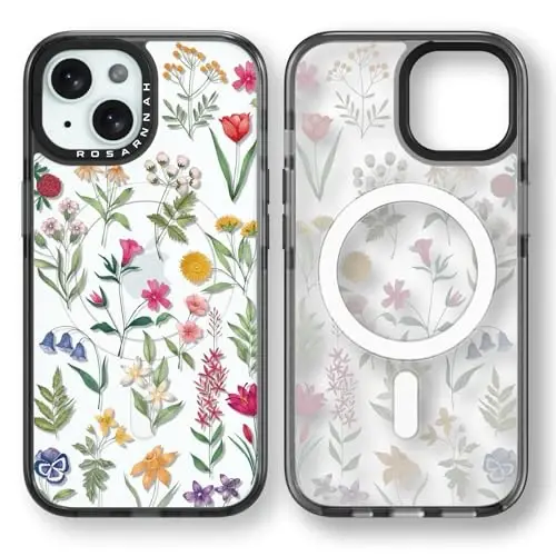 casevivid iPhone 15 için Manyetik Magsafe Kılıfı Sevimli Estetik - Dayanıklı Darbeye Dayanıklı 2 m Düşme Etkili Telefon Kılıfı Komik Moda Doğa Çiçeği 6.1
