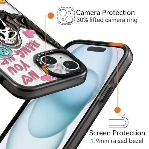 casevivid Magnetic for iPhone 15 Magsafe Case Cute Aesthetic - Durable Shockproof 6.6 ft Drop Impact Phone Case Cover with Funny Fashion Skeleton Halloween Horror 6.1