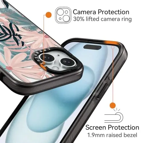 casevivid Magnetic for iPhone 15 Magsafe Case Cute Aesthetic - Durable Shockproof 6.6 ft Drop Impact Phone Case Cover with Funny Fashion Palm Tree 6.1