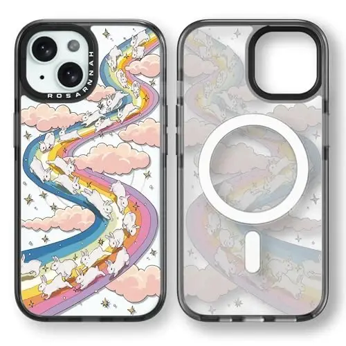 casevivid Magnetic for iPhone 15 Magsafe Case Cute Aesthetic - Durable Shockproof 6.6 ft Drop Impact Phone Case Cover with Funny Fashion Rainbow Rabbit 6.1
