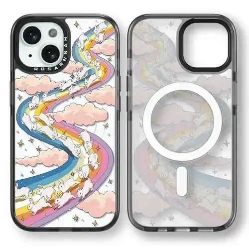 casevivid Magnetic for iPhone 15 Magsafe Case Cute Aesthetic - Durable Shockproof 6.6 ft Drop Impact Phone Case Cover with Funny Fashion Rainbow Rabbit 6.1